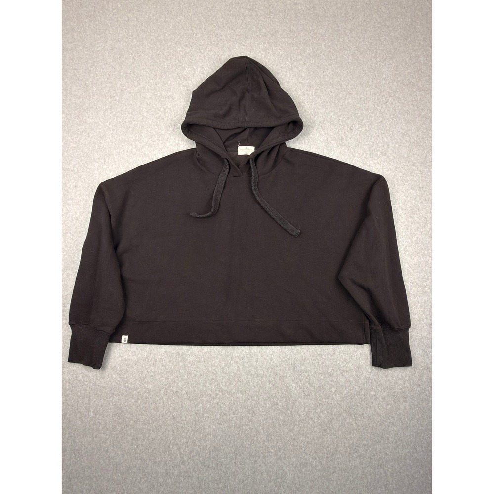 Simply Southern Collection Womens Black Cropped Hoodie Sweatshirt Small